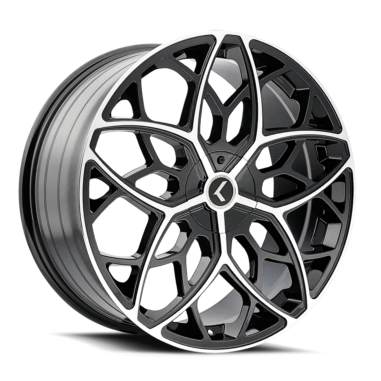 Kraze KR184 Ricochet - 22x8.5 38mm 5x112/5x114.3 (5x4.5) Gloss Black Machined Wheel | KR184-22816BM38