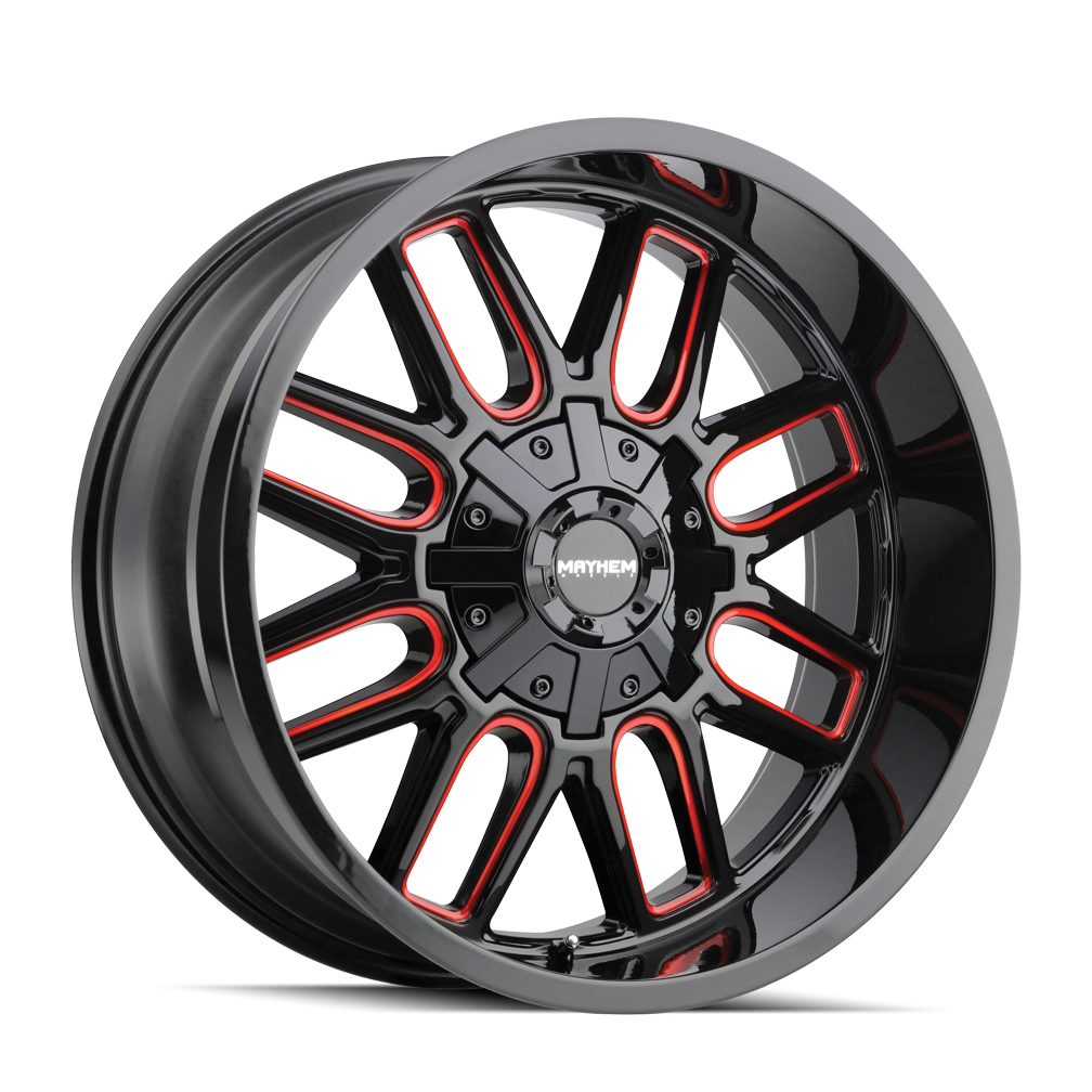 Mayhem 8107 Cogent - 22x10 -44mm 8x165.1 Black W/prism Red Wheel | 8107-22181BTR