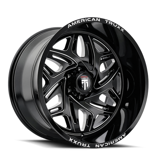 American Truxx AT1914 Euphoria - 20x10 -19mm 5x127 (5x5) Gloss Black Milled Wheel | AT1914-2173BM