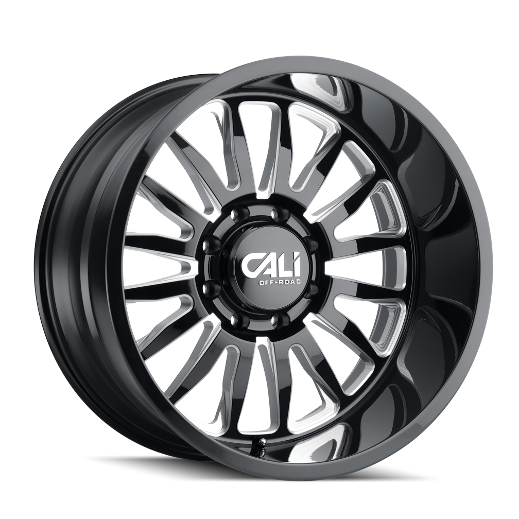 Cali Off-Road 9110 Summit - 22x12 -51mm 6x139.7 (6x5.5) Gloss Black w/ Simulated Beadlock Ring Wheel | 9110-22283GBN