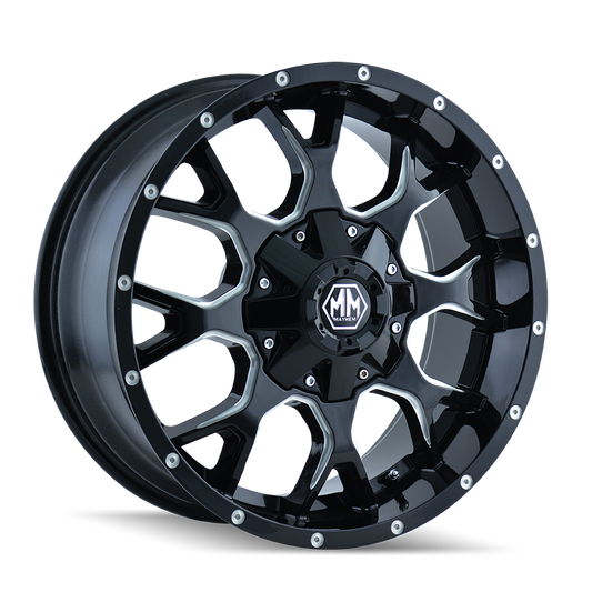 Mayhem Warrior 8015 - 17x9 18mm 8x170 Gloss Black Milled Wheel | 8015-7970M18