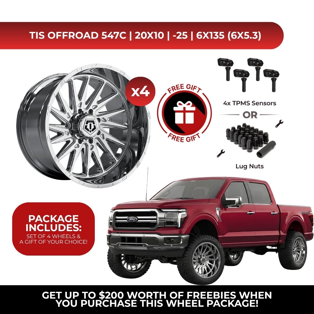 TIS 547C 20x10 -25 6x135 4pcs | Fits Ford F-150 | Free TPMS Sensors or Lug Nuts