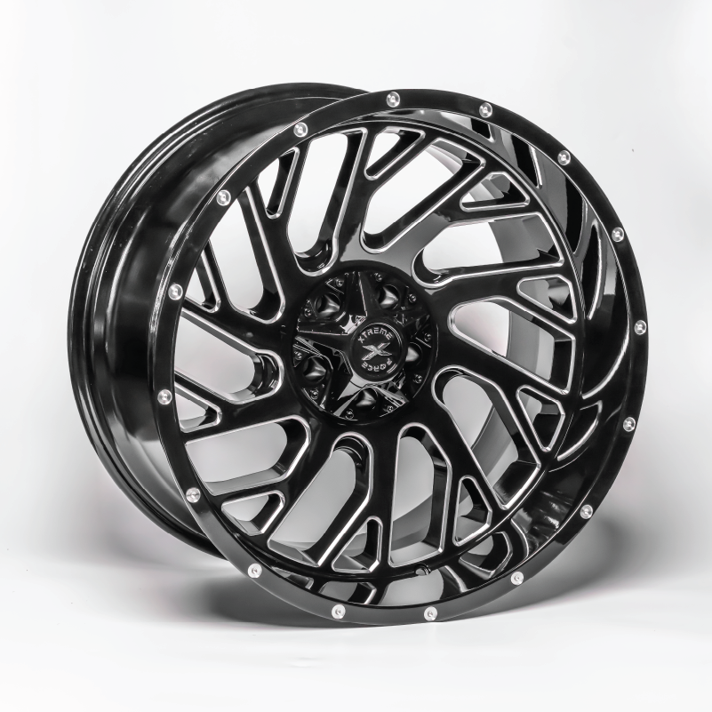 Xtreme Force XF-8 Concave 22x12 -44 6x135/6x139.7 Black and Milled (left)