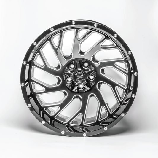 Xtreme Force XF-8 Concave 22x12 -44 6x135/6x139.7 Black and Milled (right)