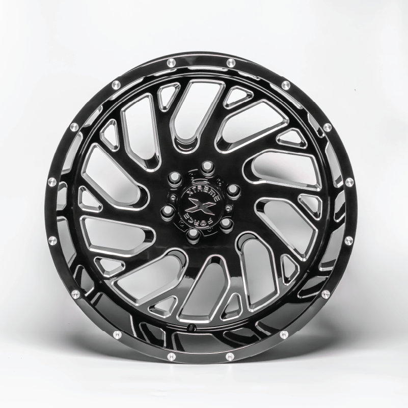 Xtreme Force XF-8 20x10 -19 6x139.7 Black and Milled (right)