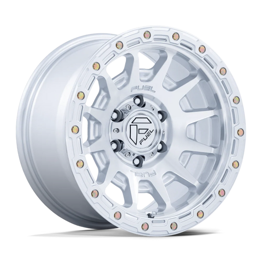 FUEL 1PC FC884 FORTRESS 17x8.5 25 6x139.7 GLOSS SILVER W/ MACHINED FACE