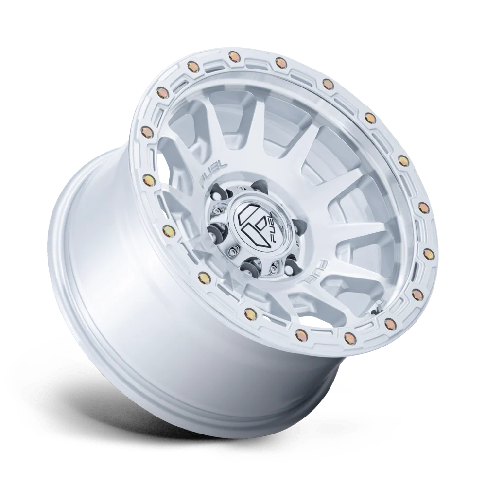 FUEL 1PC FC884 FORTRESS 17x8.5 25 6x139.7 GLOSS SILVER W/ MACHINED FACE