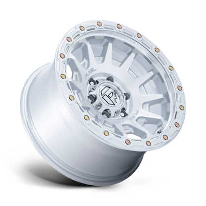 FUEL 1PC FC884 FORTRESS 17x8.5 25 6x139.7 GLOSS SILVER W/ MACHINED FACE