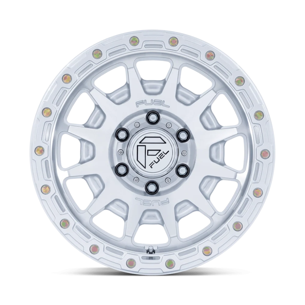 FUEL 1PC FC884 FORTRESS 17x8.5 25 6x139.7 GLOSS SILVER W/ MACHINED FACE