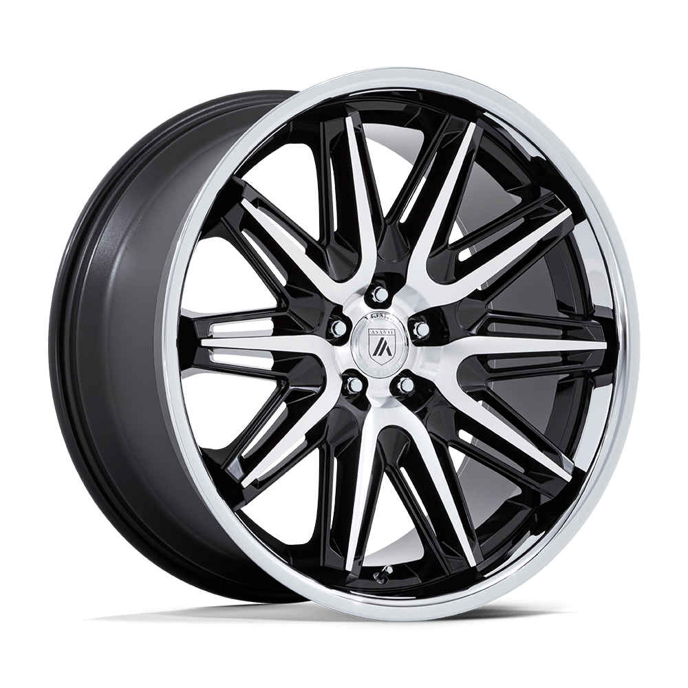 ASANTI BLACK AB047 IMPERATOR 20X10.5 40 5X114.3 GLOSS BLACK MACHINED W/ SS LIP