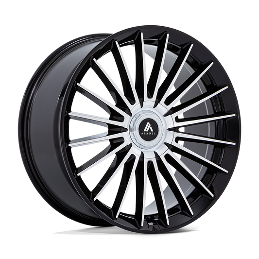 ASANTI BLACK AB048 VICEROY 20X9 45 5X108/5X112 GLOSS BLACK W/ MACHINED FACE