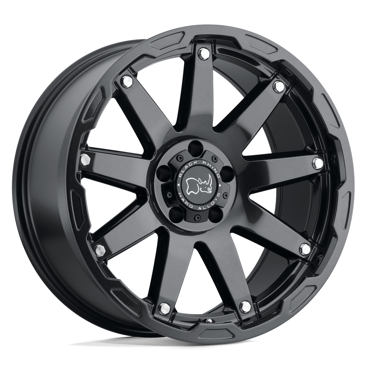 Black Rhino OCEANO 20X9.5 -18 5X127/5X5.0 GLOSS GUN BLACK W/ STAINLESS BOLTS