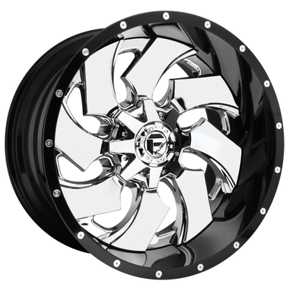 Fuel 2PC D240 CLEAVER 20X12 -44 8X170/8X6.7 CHROME PLATED GLOSS BLACK LIP