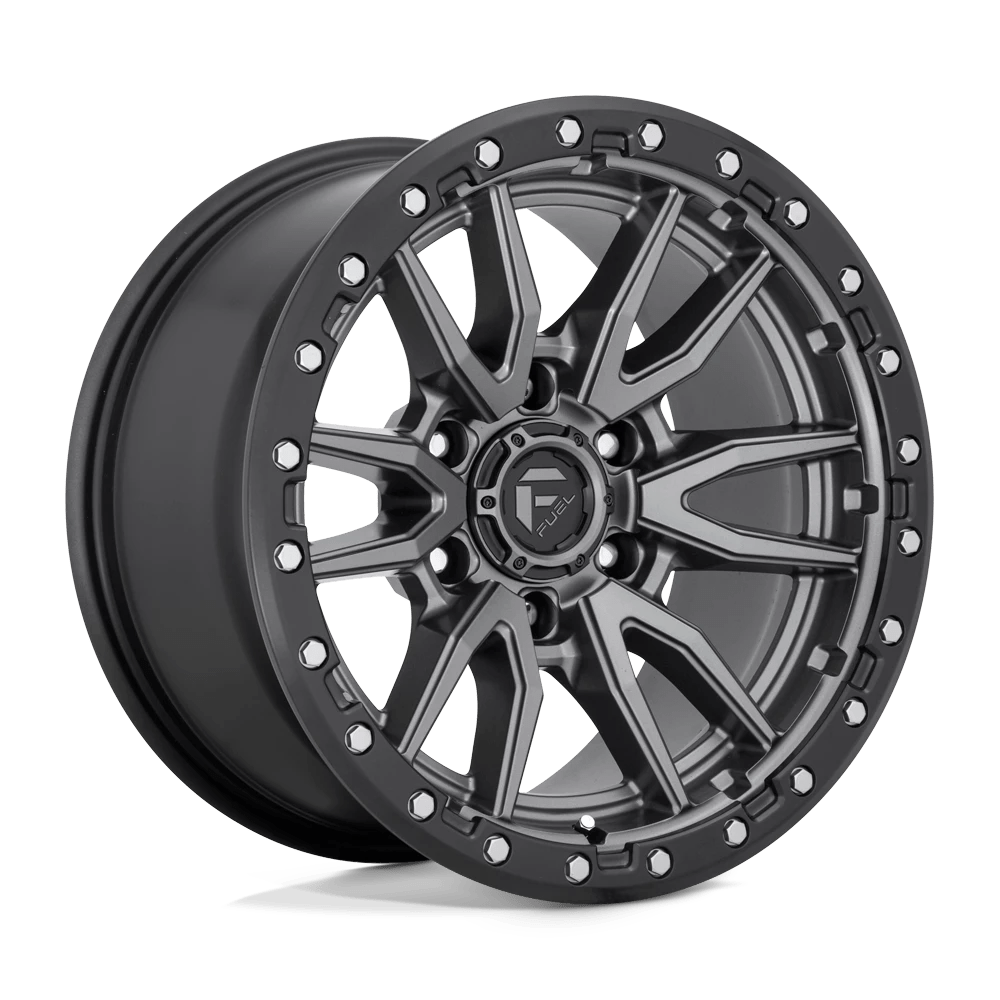 Fuel 1PC D680 REBEL 16X8 1 6X139.7/6X5.5 MATTE GUN METAL BLACK BEAD RING