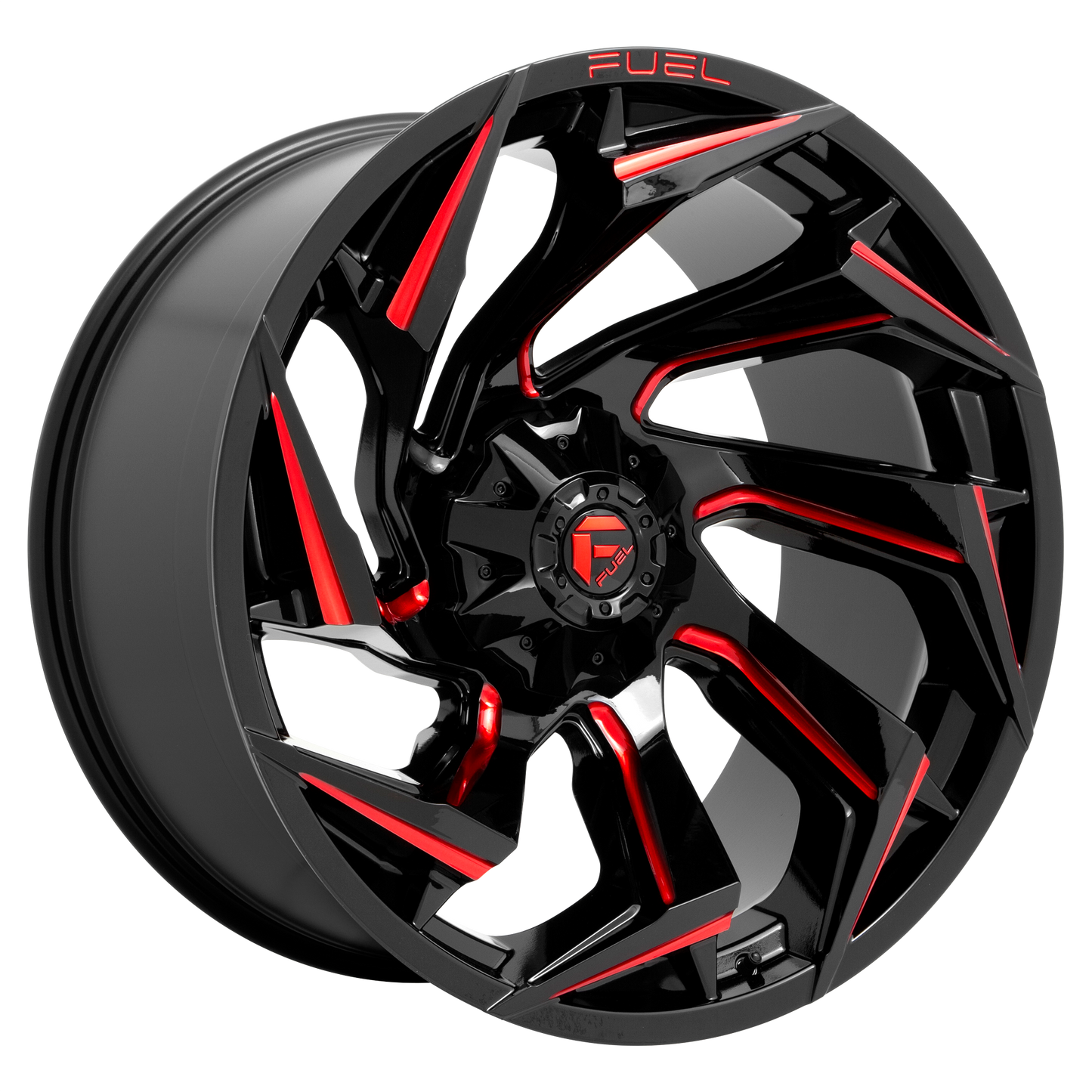 Fuel 1PC D755 REACTION 22X10 -18 8X170/8X6.7 Gloss Black Milled With Red Tint