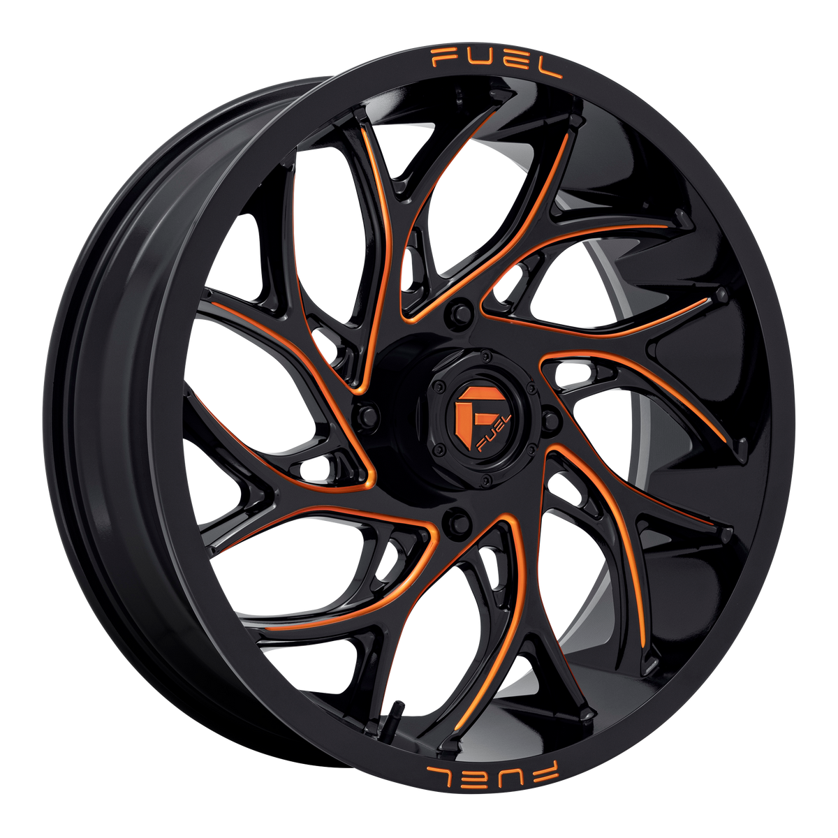 Fuel UTV D780 RUNNER UTV 18X7 13 4X156/4X156 Gloss Black Milled Orange