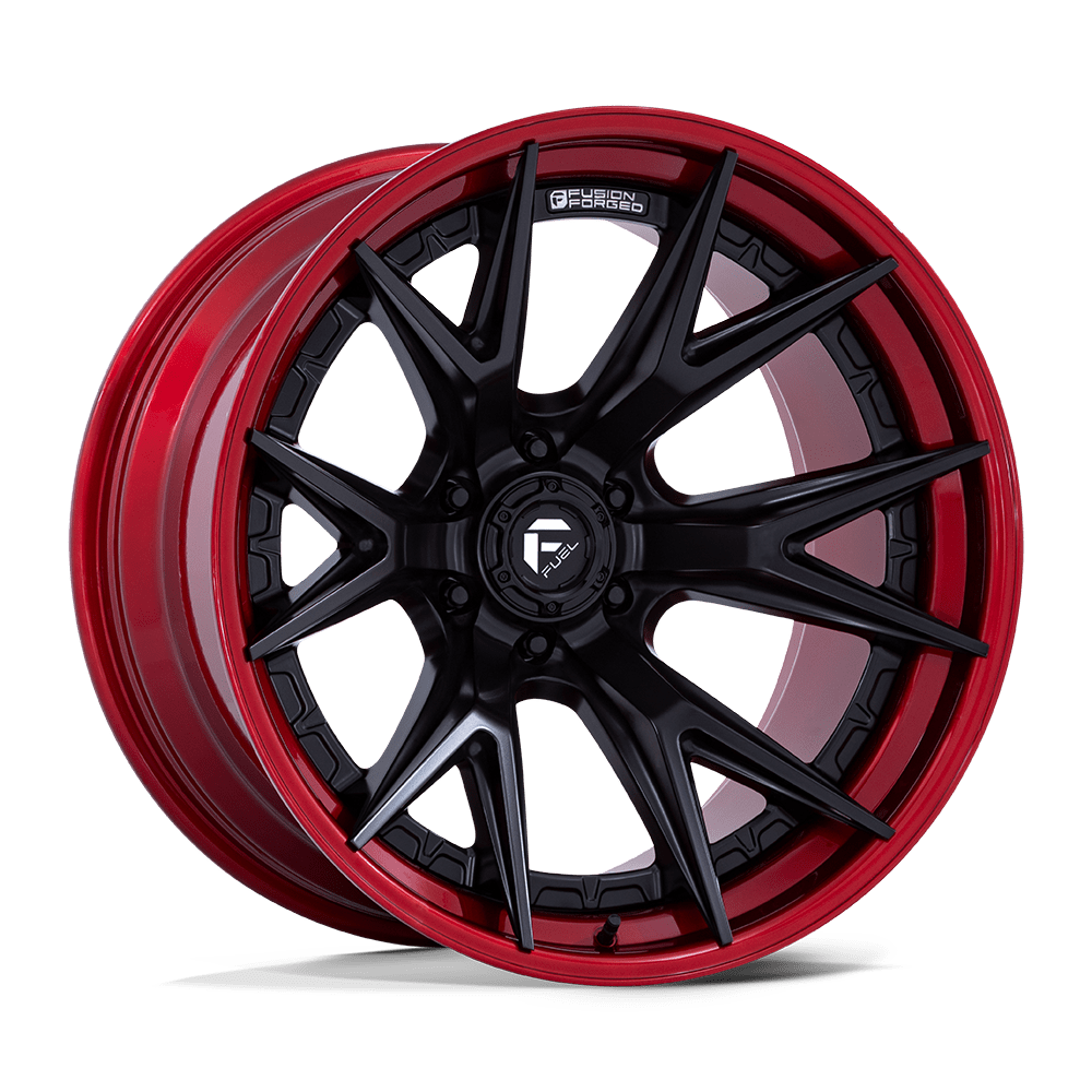 FUEL 1PC FC402 CATALYST 22X10 -18 6X139.7 MATTE BLACK WITH CANDY RED LIP