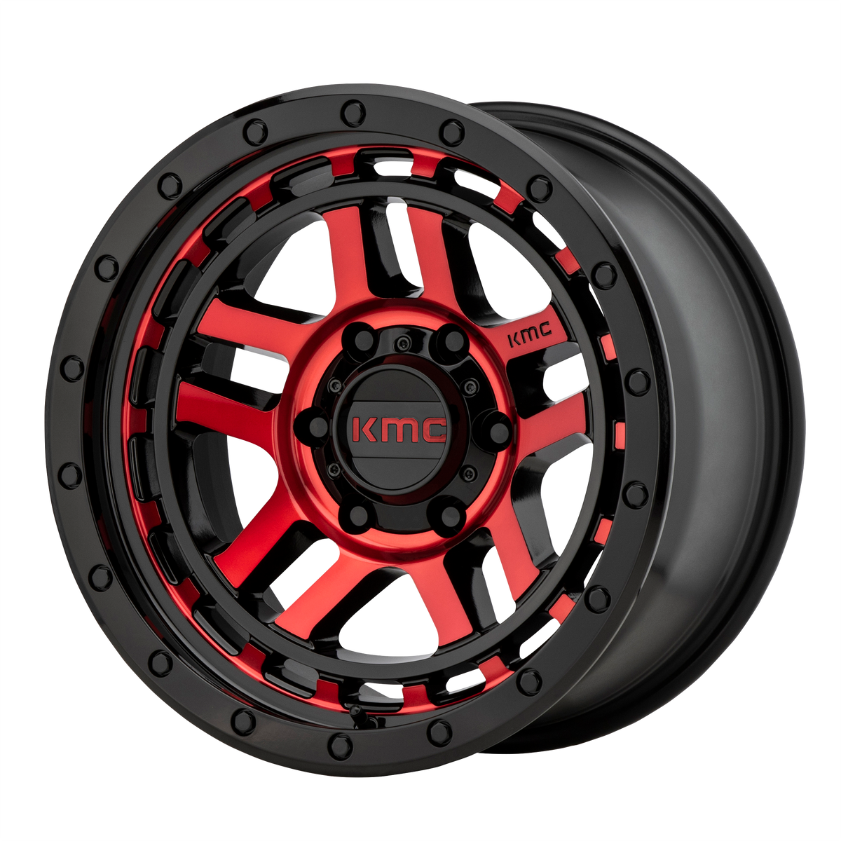 KMC KM540 RECON 17X9 -12 5X127/5X5.0 Gloss Black Machined With Red Tint