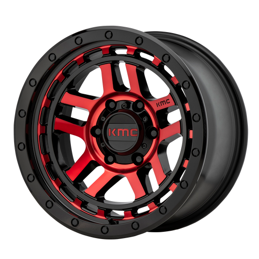 KMC KM540 RECON 17X9 -12 5X127/5X5.0 Gloss Black Machined With Red Tint