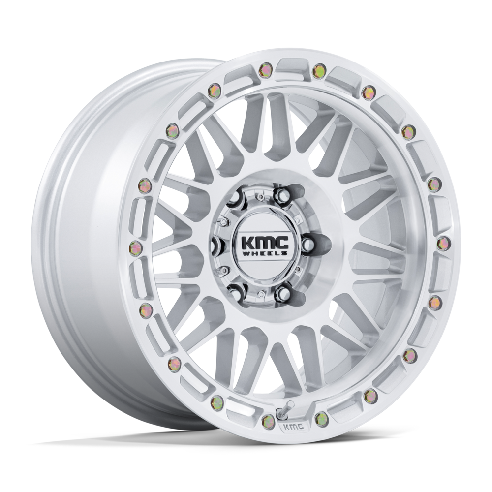 KMC KM555 ATTACK 17X8.5 -10 5X127 GLOSS SILVER W/ MACHINED FACE