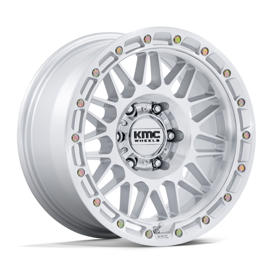 KMC KM555 ATTACK 17X8.5 -10 6X135 GLOSS SILVER W/ MACHINED FACE