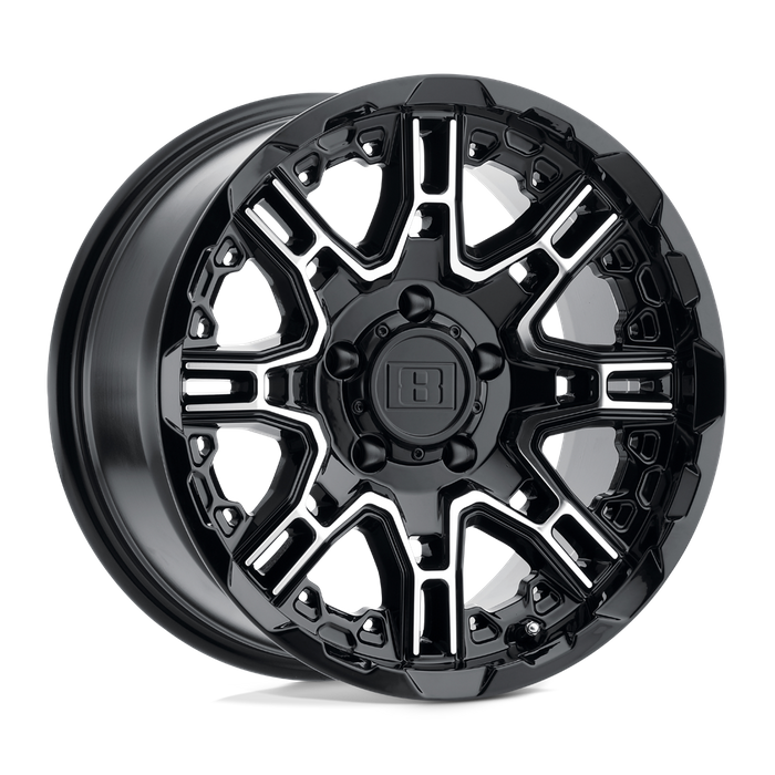 Level 8 SLINGSHOT 16X8.5 10 6X135/6X5.3 GLOSS BLACK W/ MACHINED FACE