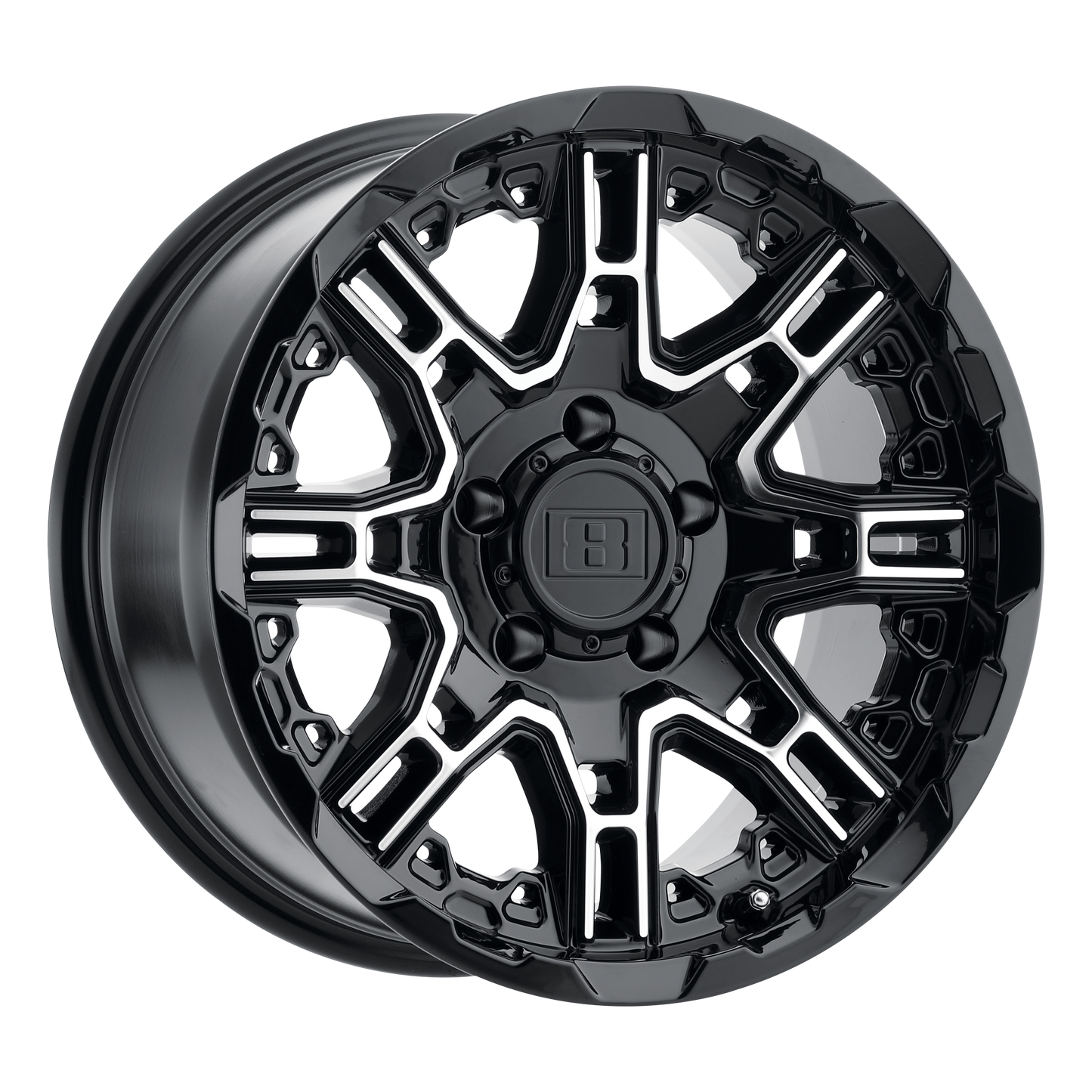 Level 8 SLINGSHOT 16X8.5 10 6X135/6X5.3 GLOSS BLACK W/ MACHINED FACE