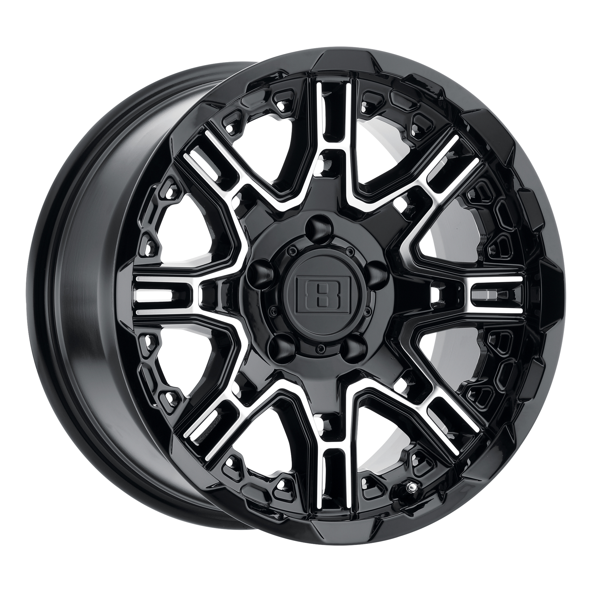 Level 8 SLINGSHOT 16X8.5 10 6X135/6X5.3 GLOSS BLACK W/ MACHINED FACE