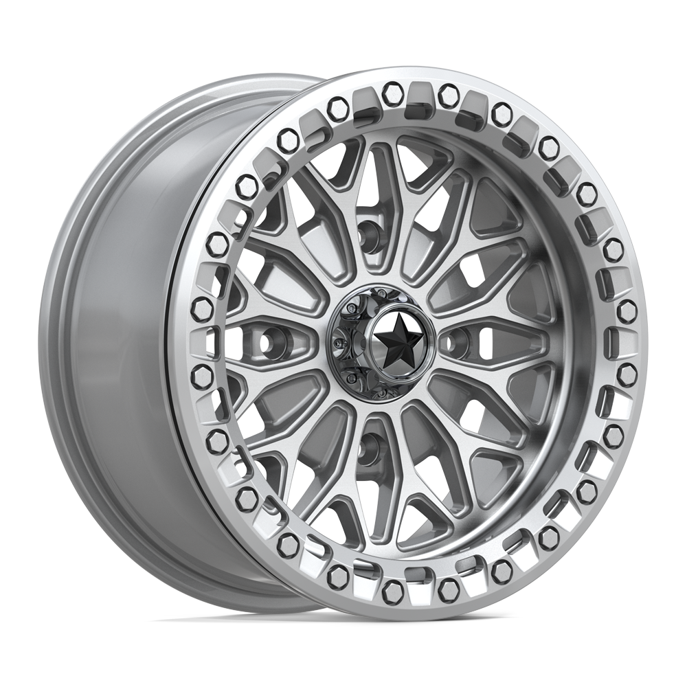 MSA OFFROAD WHEELS MA53 BOLO UTV BEADLOCK 15x7 38 4x156 GLOSS SILVER W/ MACHINED FACE