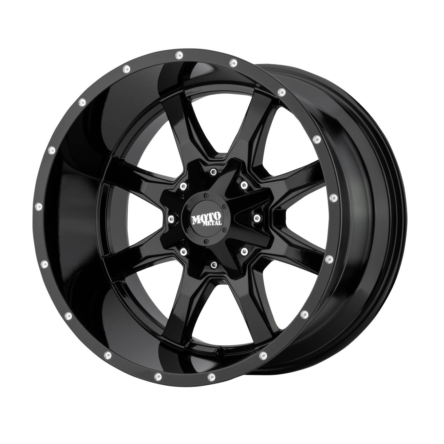 Moto Metal MO970 18X10 -24 5X127/5X139.7 GLOSS BLACK WITH MILLED LIP