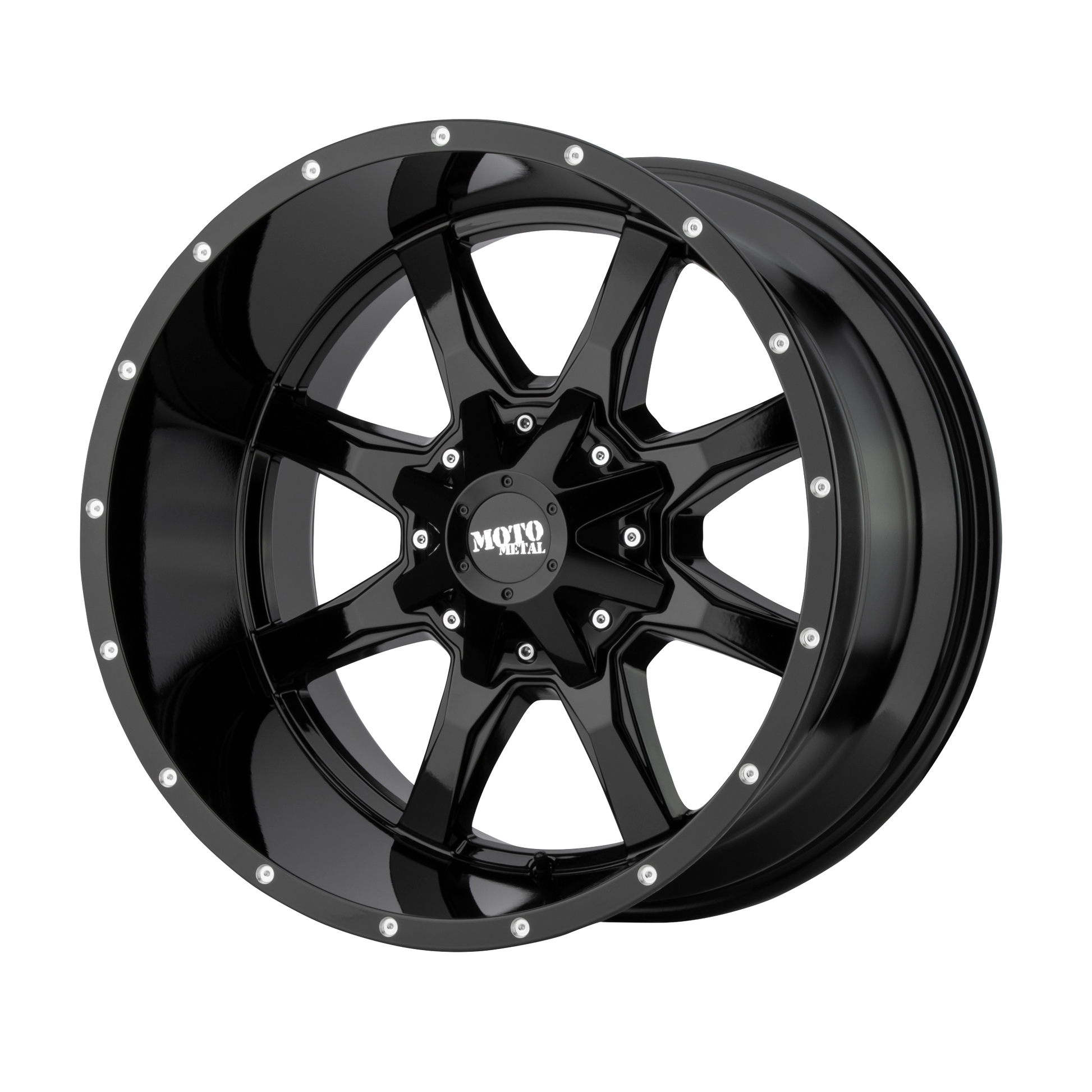 Moto Metal MO970 18X10 -24 5X127/5X139.7 GLOSS BLACK WITH MILLED LIP