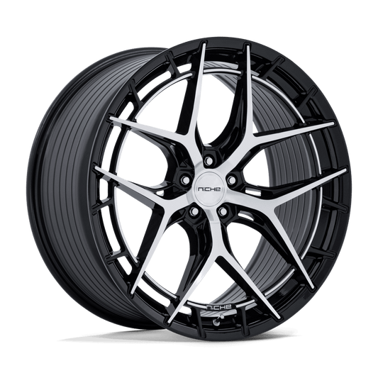 NICHE 1PC NC286 RIVIERA 22X9 38 5X114.3 GLOSS BLACK W/ MACHINED FACE