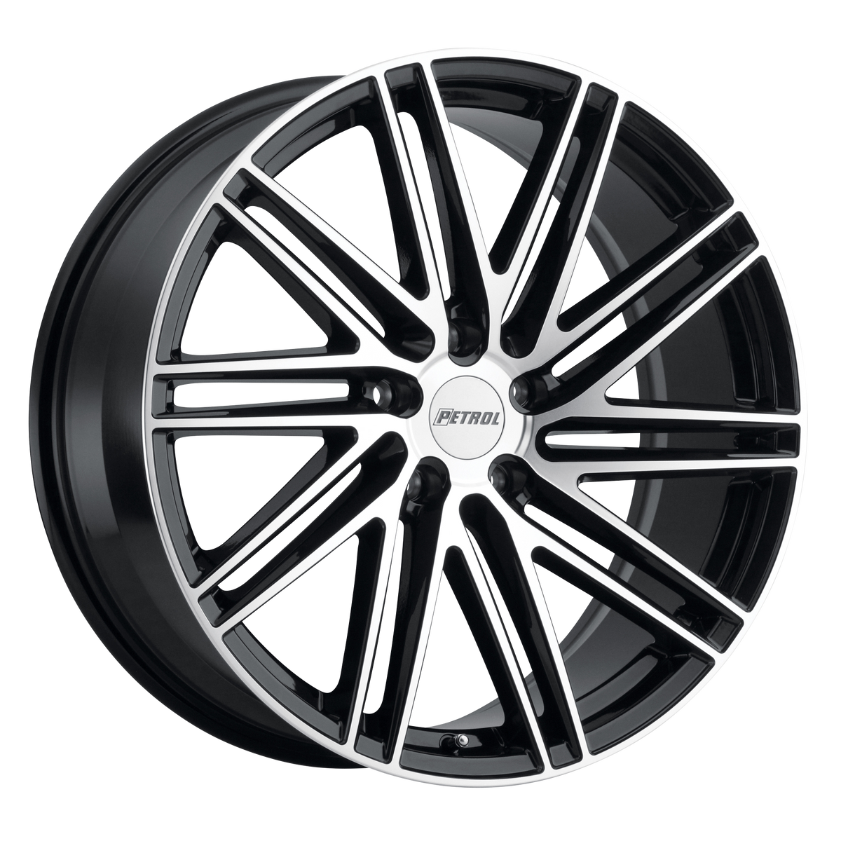 Petrol P1C 20X8.5 40 5X114.3/5X4.5 GLOSS BLACK W/ MACHINED FACE