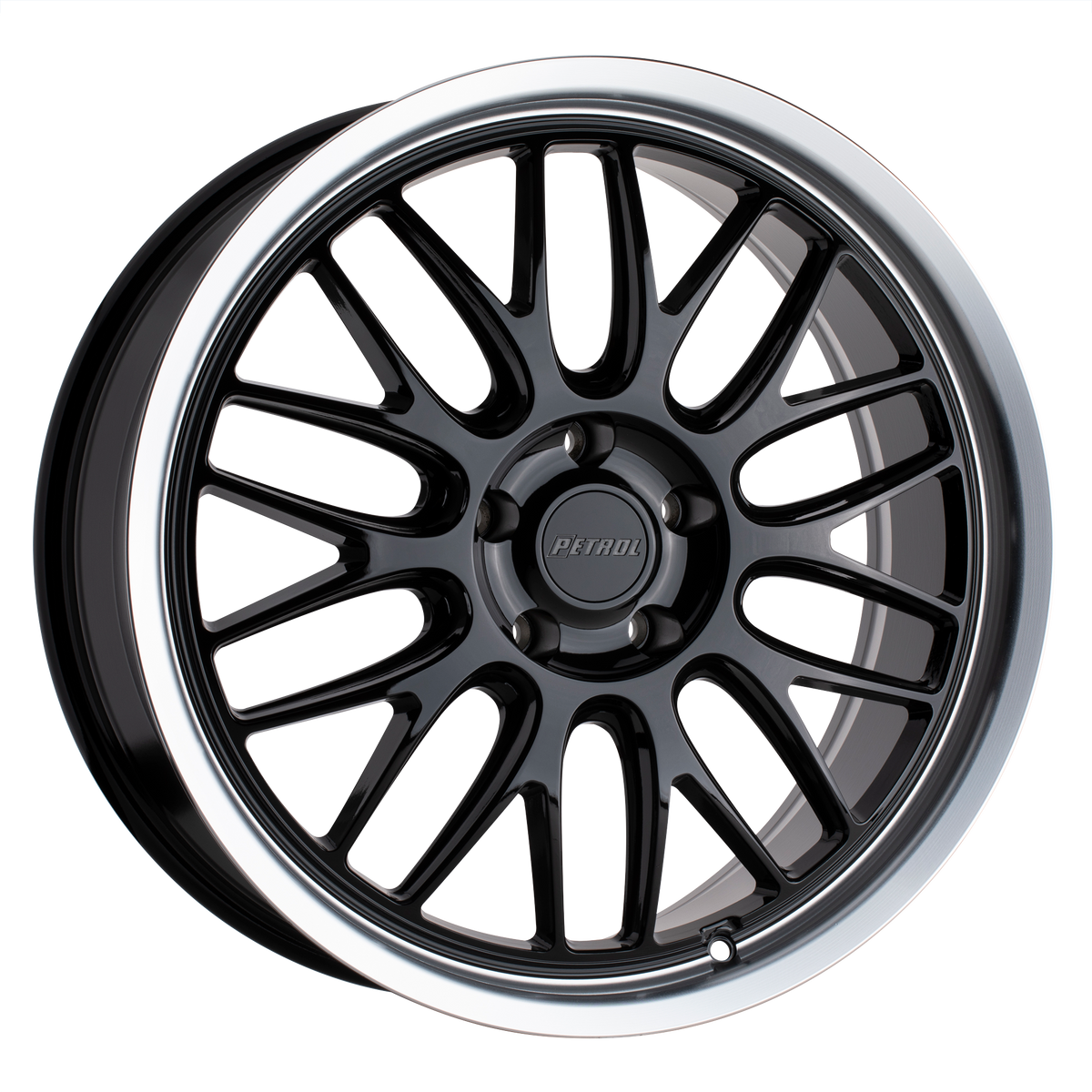 Petrol P4C 17X8 40 5X112/5X112 GLOSS BLACK W/ MACHINED CUT LIP
