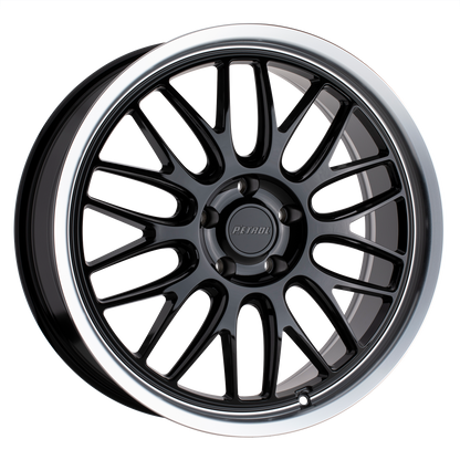 Petrol P4C 20X8.5 40 5X112/5X112 GLOSS BLACK W/ MACHINED CUT LIP