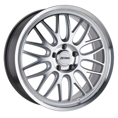 Petrol P4C 20X8.5 35 5X120/5X4.72 SILVER W/ MACHINED FACE & LIP