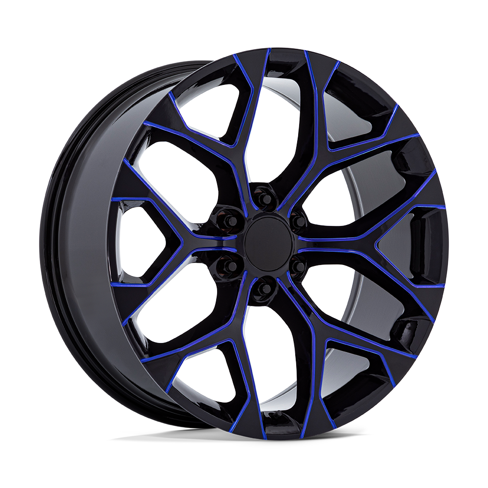 PERFORMANCE REPLICAS PR176 24X10 24 6X139.7 GLOSS BLACK MACHINED BLUE MILL