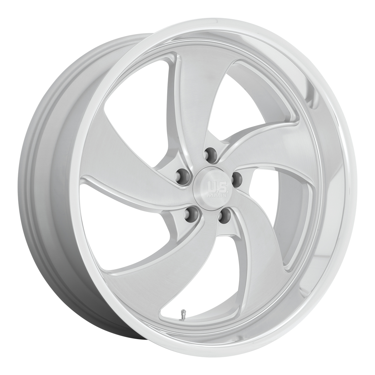US Mag 1PC U134 DESPERADO 22X10.5 1 5X120.65 SILVER BRUSHED FACE MILLED DIAMOND CUT MILLED