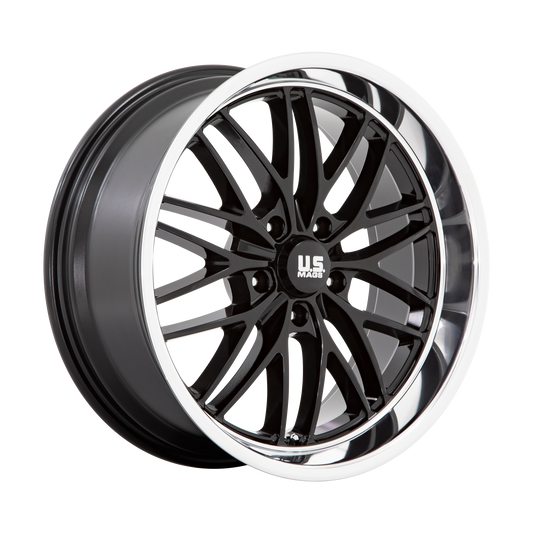 US Mag 1PC U138 SANTA CRUZ 20X10 6 5X127 GLOSS BLACK WITH DIAMOND CUT LIP