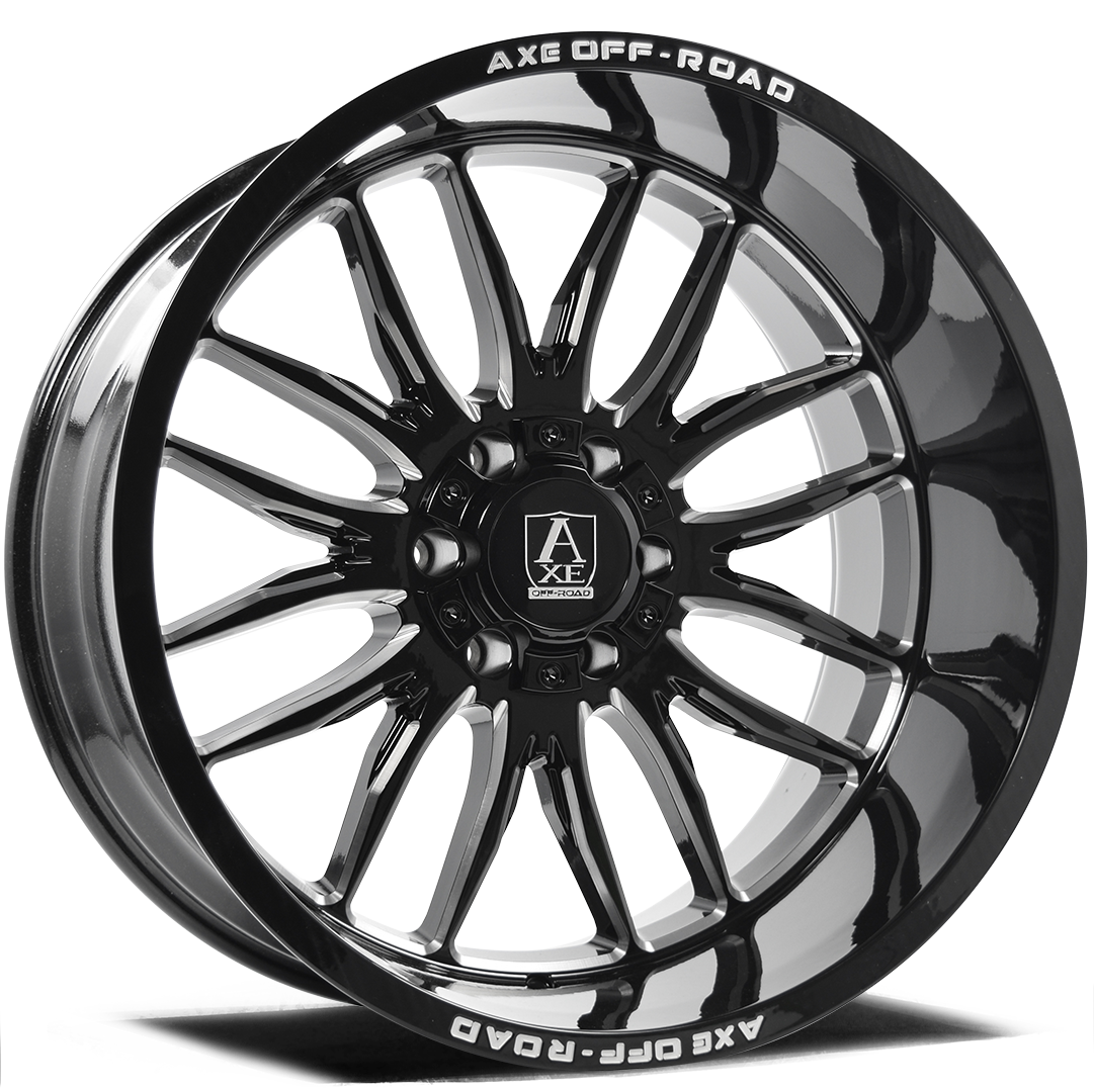 AXE Hades 24x12 -44 8X165.1 (8X6.5) Gloss Black Milled