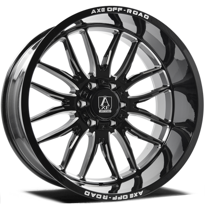 AXE Hades 24x12 -44 8X165.1 (8X6.5) Gloss Black Milled