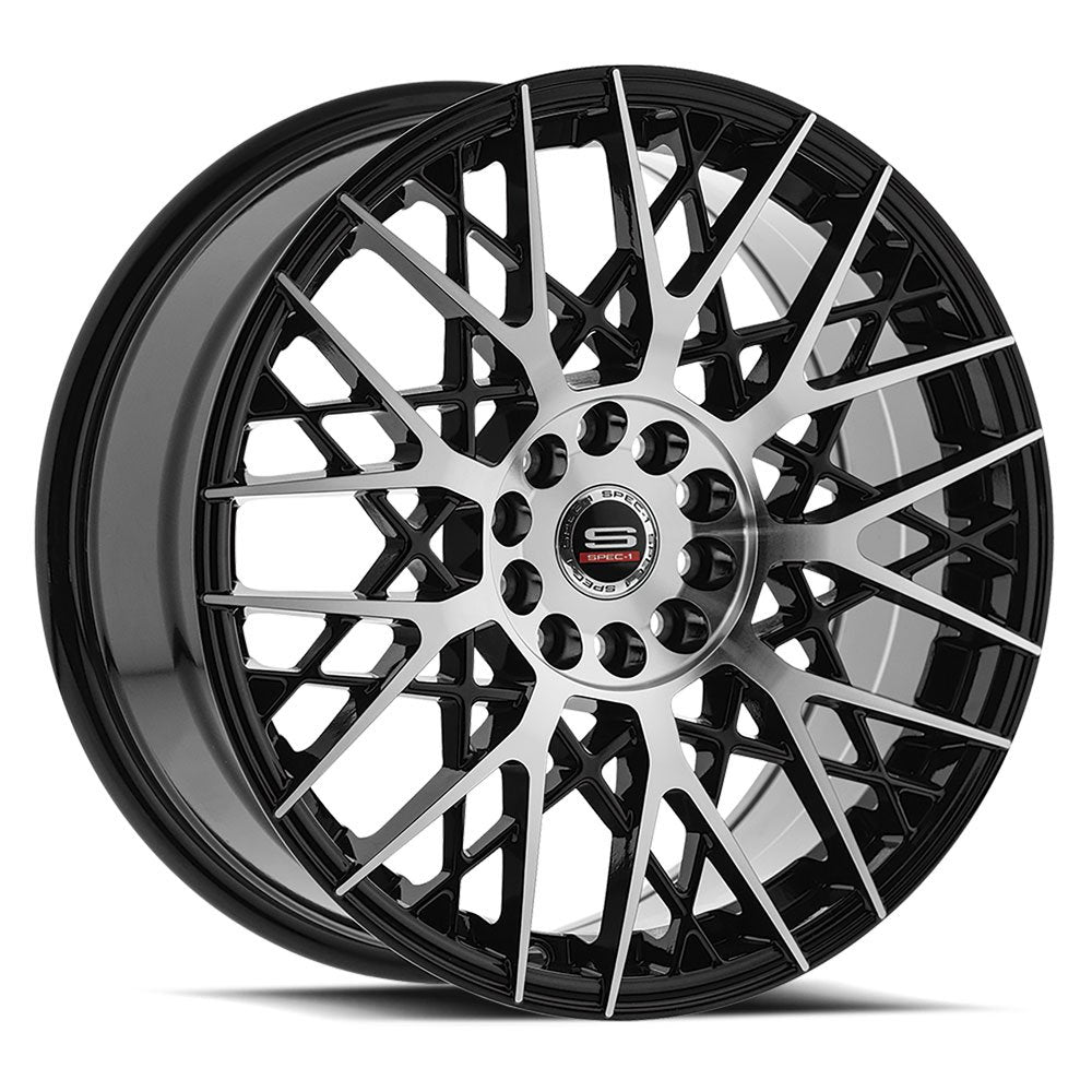 Spec-1 SP-53 18x8 38 4x100/4x114.3 Gloss Black & Machined SP-531880938BM