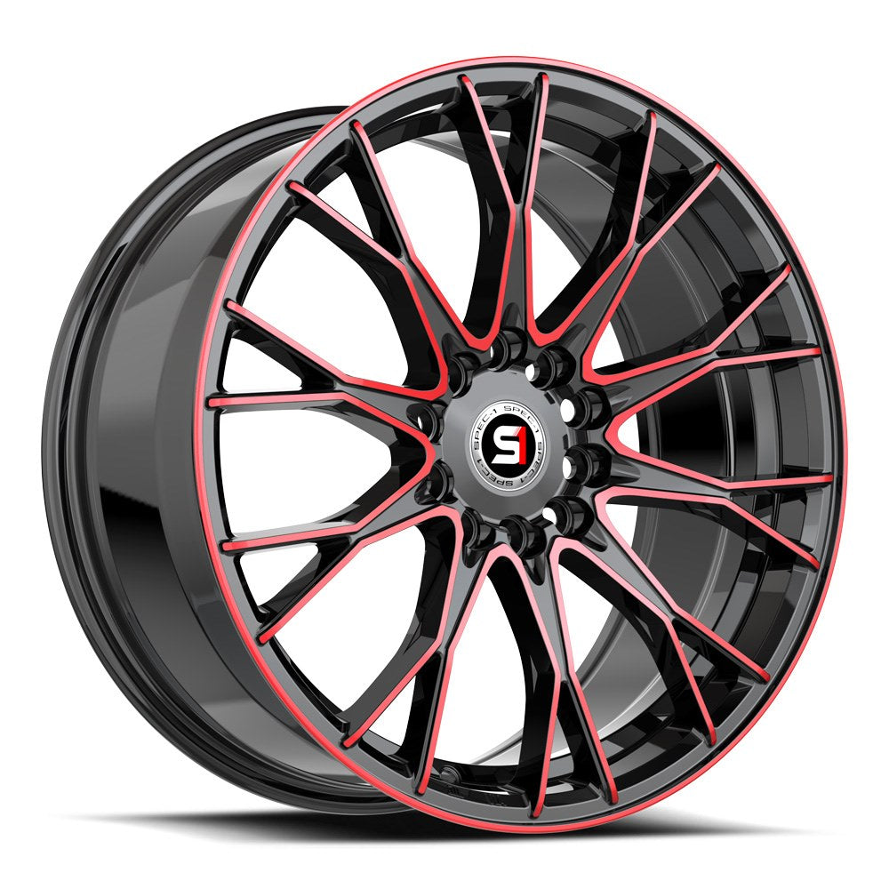 Spec-1 SP-59 18x8 38 4x100/4x114.3 Gloss Black & Red Machined SP-59188938BMR