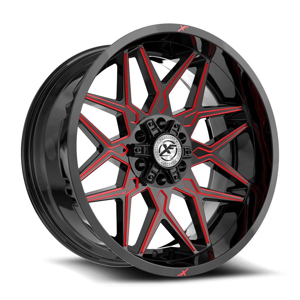 XF Off-Road XF-238 17x9 0 5x127/5x139.7 Gloss Black & Red Milled XF-2381790430GBRM