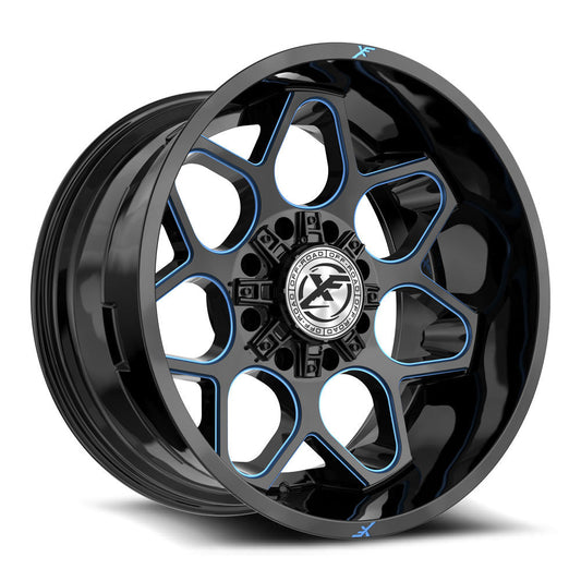 XF Off-Road XF-233 20x10 -12 8x165.1/8x170 Gloss Black & Blue Milled XF-233201081651170-12GBBM