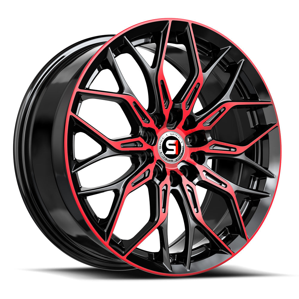 Spec-1 SP-57 18x8 38 4x100/4x114.3 Gloss Black & Red Machined SP-57188938BMR
