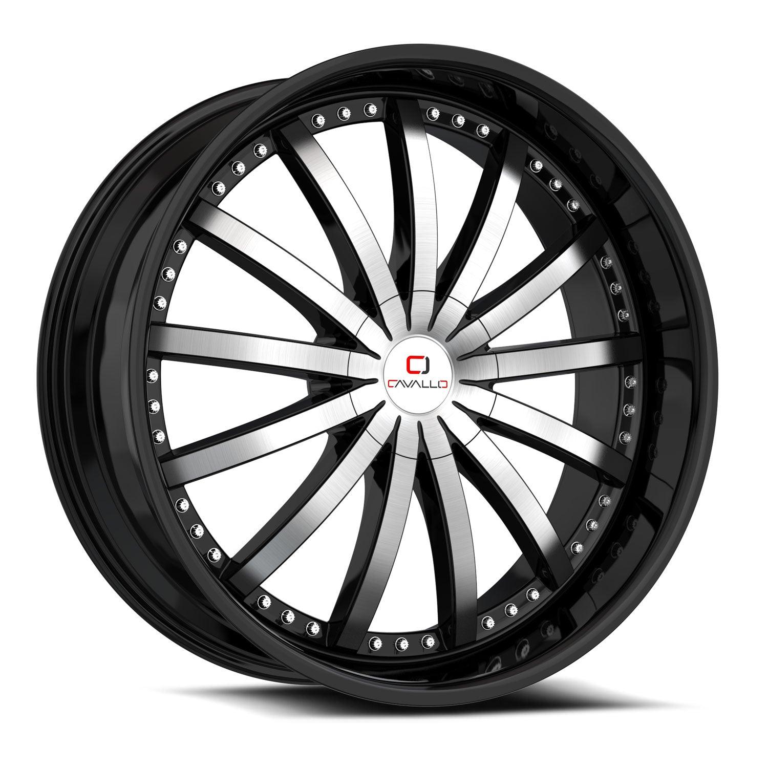CAVALLO CLV-53 20X8.5 35 5X112/5X114.3 GLOSS BLACK & MACHINED
