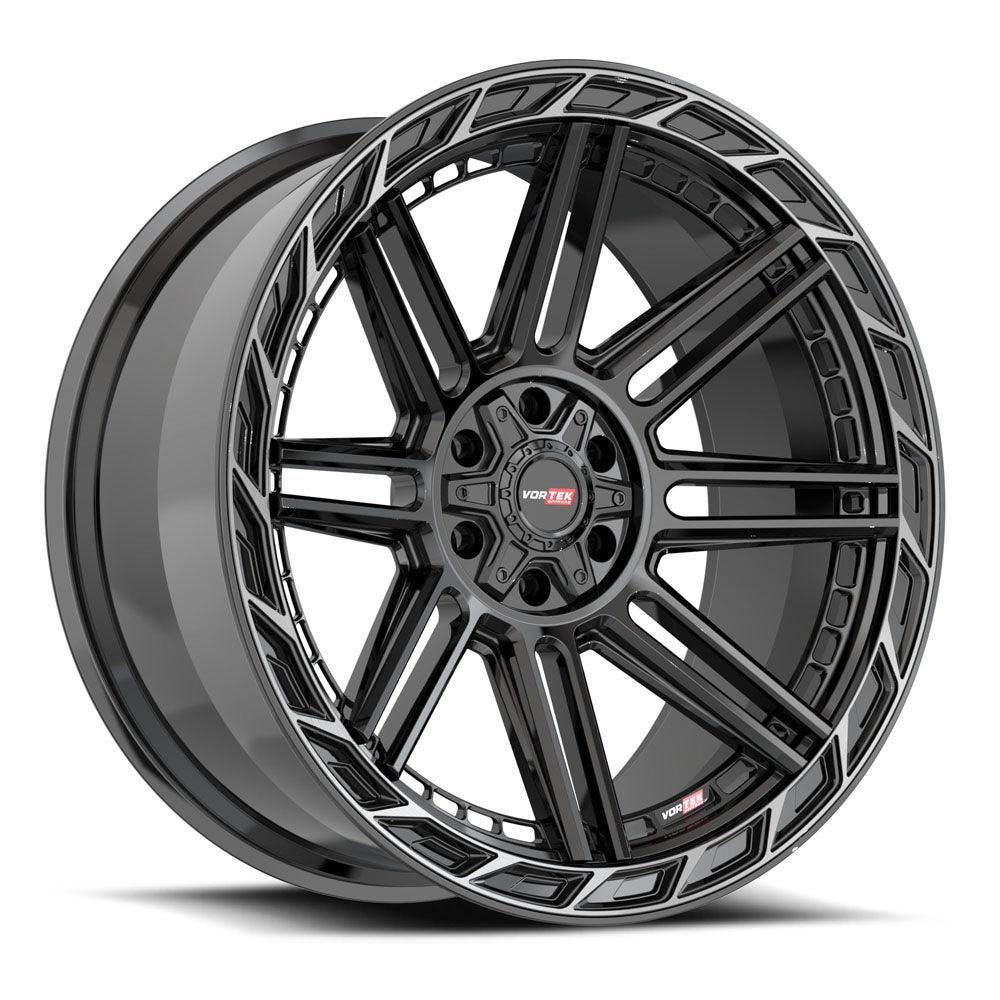 VORTEK VRP-501 20X9 0 5X127/5X139.7 BLACK DIAMOND CUT RING WITH DARK TINT