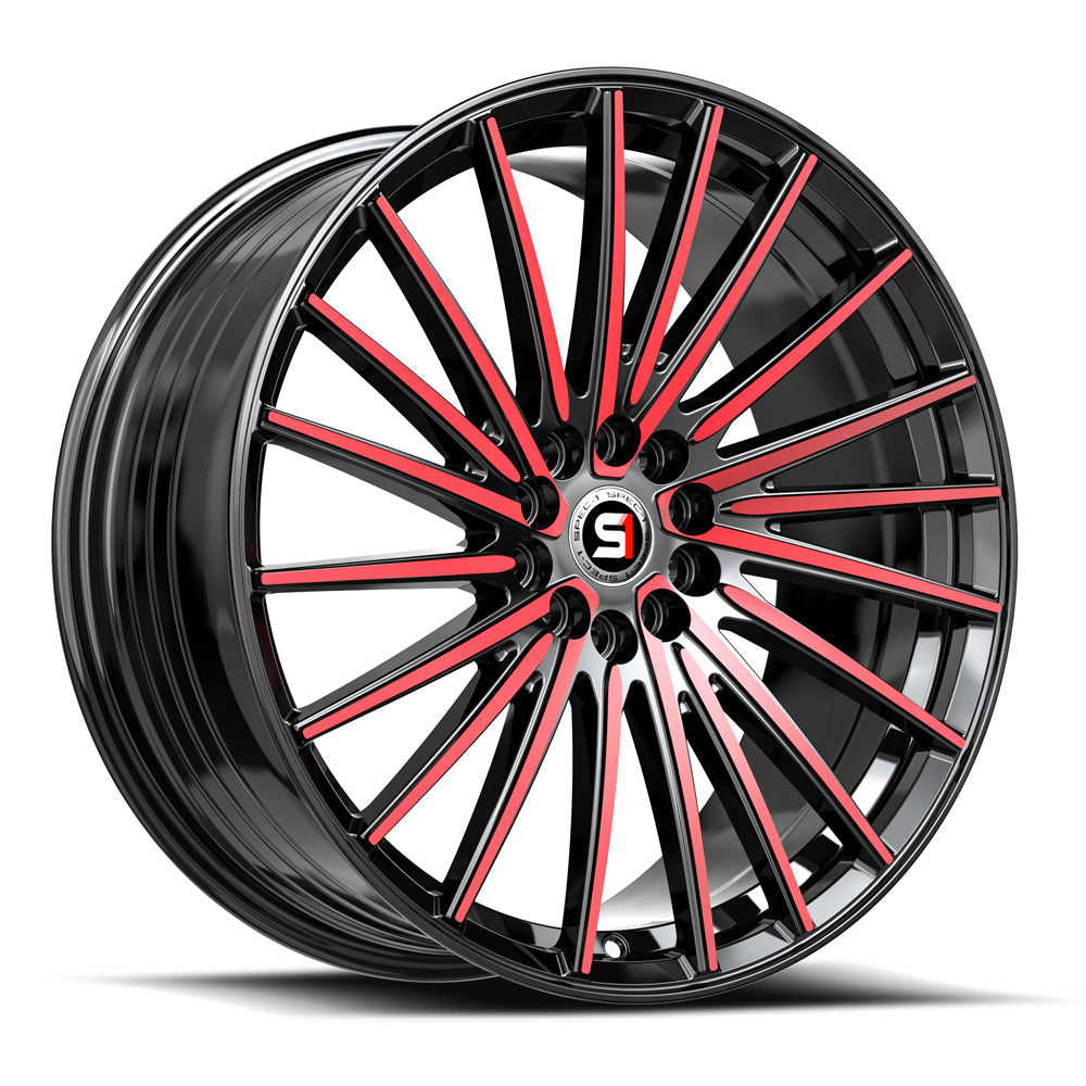 Spec-1 SP-68 17x7.5 42 5x100/5x114.3 Gloss Black & Red Machined SP-6817752342BMR