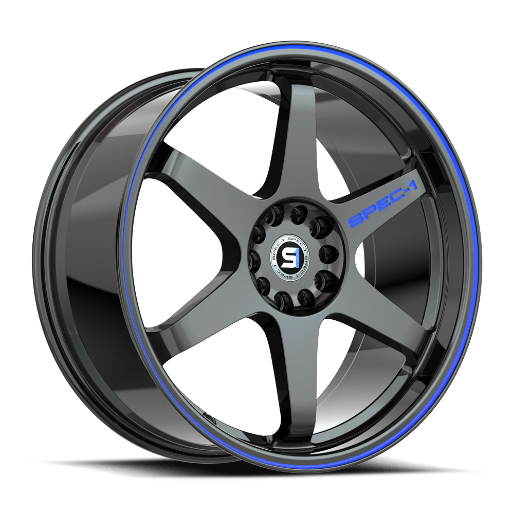 Spec-1 SPT-33 18x9.5 42 Blank 4x/5x Gloss Black & Blue Line SPT-331895BL42GBBL